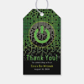 Groen Zwart Video Game Gamer Bar Mitzvah Cadeaulabel (Achterkant)