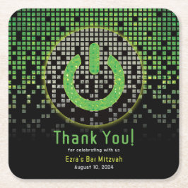 Groen Zwart Video Game Gamer Bar Mitzvah Kartonnen Onderzetters