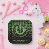Groen Zwart Video Game Gamer Bar Mitzvah Papieren Bordje (Feest)