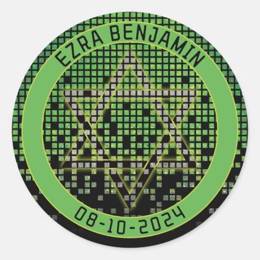 Groen Zwart Video Game Gamer Bar Mitzvah Ronde Sticker (Voorkant)