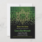 Groen Zwart Video Game Gamer Bar Mitzvah Save The Date (Voorkant)