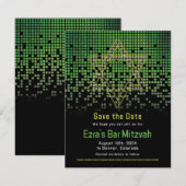 Groen Zwart Video Game Gamer Bar Mitzvah Save The Date (Voorkant / Achterkant)