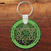 Groen Zwart Video Game Gamer Bar Mitzvah Sleutelhanger (Voorkant)