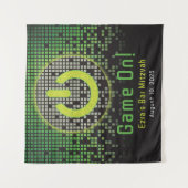 Groen Zwart Video Game Gamer Bar Mitzvah Wandkleed (Voorkant)