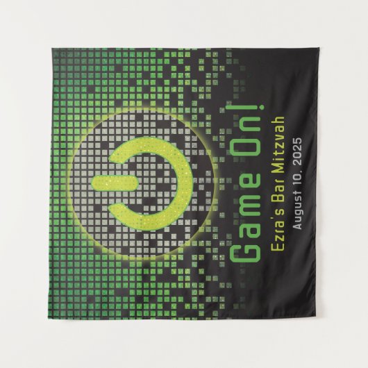 Groen Zwart Video Game Gamer Bar Mitzvah Wandkleed (Voorkant)