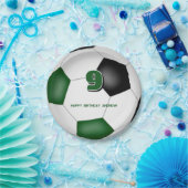 Groen Zwart voetbal Kinderverjaardagsfeestje Papieren Bordje (Feest)