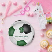 Groen Zwart voetbal Kinderverjaardagsfeestje Papieren Bordje (Feest)