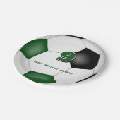 Groen Zwart voetbal Kinderverjaardagsfeestje Papieren Bordje (Gekanteld)