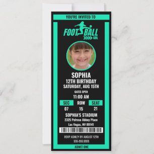 Groen Zwart Voetbal Ticket Verjaardag Foto Kaart