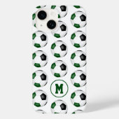 Groen zwart voetballen patroon monogram Case-Mate iPhone case (Achterkant)