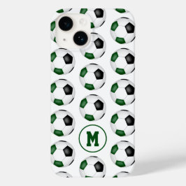 Groen zwart voetballen patroon monogram Case-Mate iPhone 14 hoesje