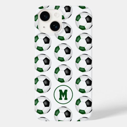 Groen zwart voetballen patroon monogram Case-Mate iPhone case (Achterkant)