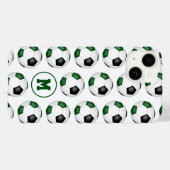 Groen zwart voetballen patroon monogram Case-Mate iPhone case (Achterkant (horizontaal))