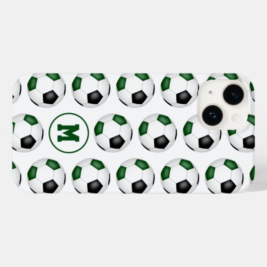 Groen zwart voetballen patroon monogram Case-Mate iPhone case (Achterkant (horizontaal))