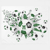 groen zwart voetballen sterren meisjes naam fleece deken (Voorkant (Horizontaal))