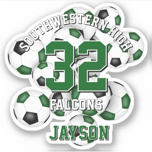 groen zwart voetbalteam kleuren jongens meisjes sticker (Voorkant)