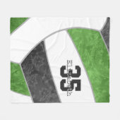 Groen zwart volleybal meisjes aangepaste naam fleece deken (Voorkant (Horizontaal))