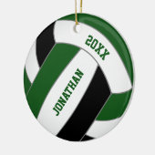 Groen zwart volleybal team kleuren gepersonaliseer keramisch ornament (Links)