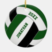 Groen zwart volleybal team kleuren gepersonaliseer keramisch ornament (Achterkant)