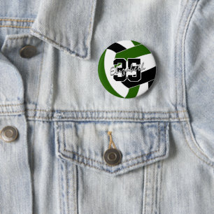 Groen Zwart Volleybal Team Kleuren Ronde Button 5,7 Cm