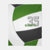 Groen Zwart Volleybal Team Kleuren Sportkamer Fleece Deken (Voorkant)