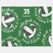 Groen zwart volleybalveld haar gelukkige plek fleece deken (Voorkant (Horizontaal))