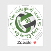 Groen Zwart Volleybalveld Mijn Gelukkige Plaats Sticker (Vel)