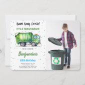 Groen & Zwart Vuilniswagen Foto Kaart (Voorkant)