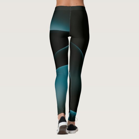 Groen Zwart Wavy Pattern Vrouwen Workout leggings (Achterkant)