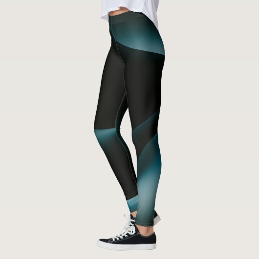 Groen Zwart Wavy Pattern Vrouwen Workout leggings (Links)
