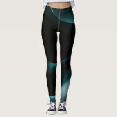 Groen Zwart Wavy Pattern Vrouwen Workout leggings (Voorkant)