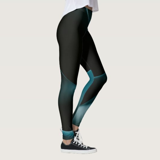 Groen Zwart Wavy Pattern Vrouwen Workout leggings (Rechts)