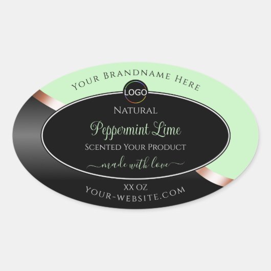 Groen Zwart Wavy Roos Goud met Logo Product Label (Voorkant)
