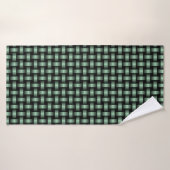 groen zwart weefpatroon badhanddoek (Badhanddoek)