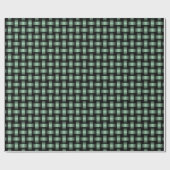 Groen Zwart Weefpatroon Cadeaupapier (Vlak)