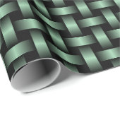 Groen Zwart Weefpatroon Cadeaupapier (Rol Hoek)