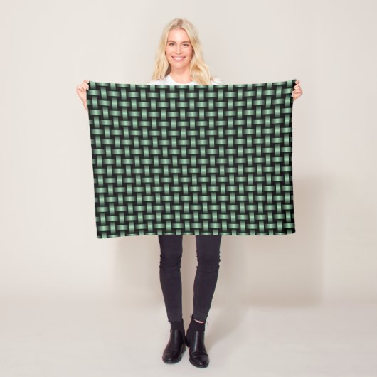 Groen Zwart Weefpatroon Fleece Deken (In situ)