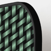 Groen Zwart Weefpatroon Pickleball Paddle (Links Detail)
