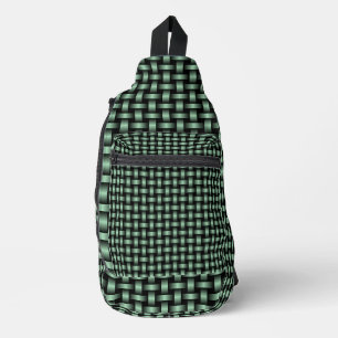 Groen zwart weefpatroon sling bag