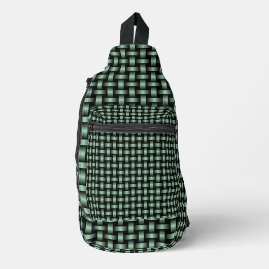 groen zwart weefpatroon sling bag (Voorkant)