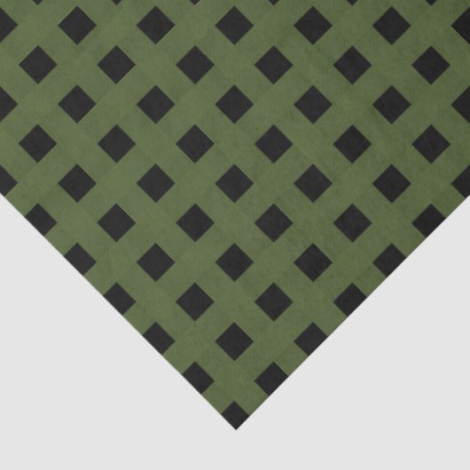 Groen Zwart Weefpatroon Tissuepapier (Detail)