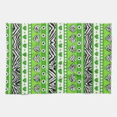 Groen zwart & wit abstract zebra harten en stippen theedoek (Horizontaal)