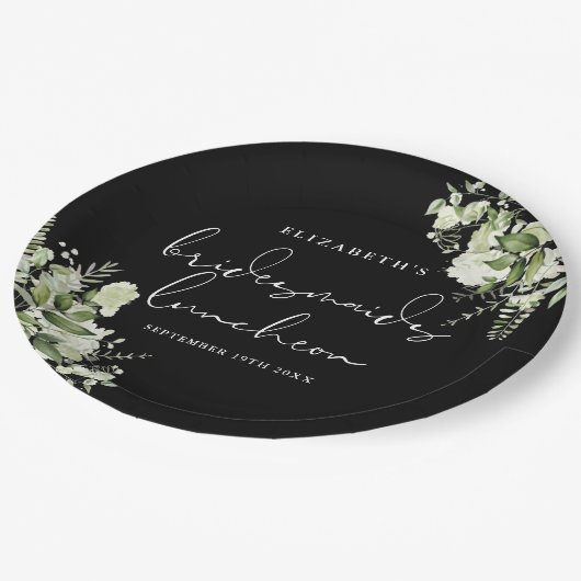 Groen Zwart-wit bruidsmeisjes Luncheon Papieren Bordje (Gekanteld)