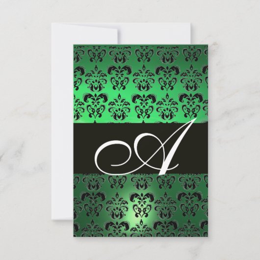 GROEN ZWART WIT DAMAST MONOGRAM KAART (Voorkant)