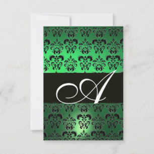 GROEN ZWART WIT DAMAST MONOGRAM KAART