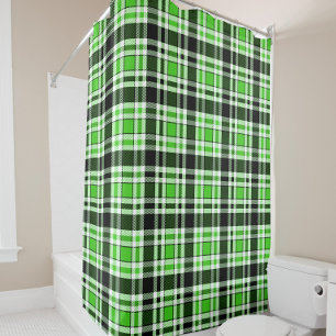 Groen Zwart Wit Flanel Tartan Patroon Ontwerp Douchegordijn