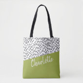 Groen zwart-wit, gepersonaliseerd tote bag (Voorkant)