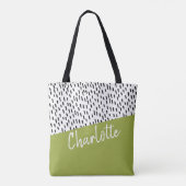 Groen zwart-wit, gepersonaliseerd tote bag (Achterkant)