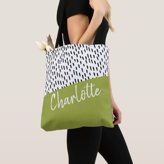 Groen zwart-wit, gepersonaliseerd tote bag (Dichtbij)