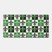 Groen Zwart Wit Geruit Fleur-de-lis Design Bureaumat (Voorkant)